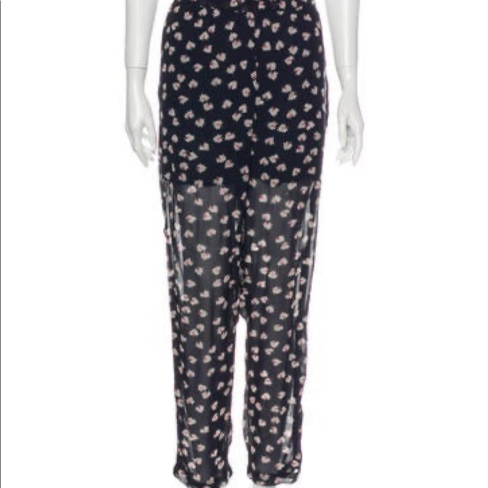 Ganni Floral Georgette Straight Leg Pants
